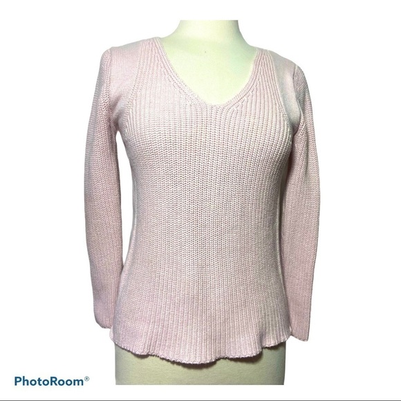 BURGESS Pale Pink Sweater Cotton/Cashmere Ribbed - Picture 8 of 8